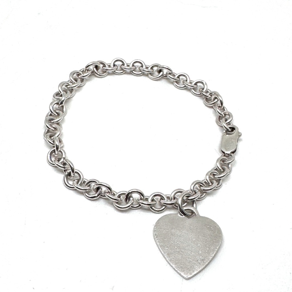Marsala Sterling Silver Heart Charm Link Bracelet